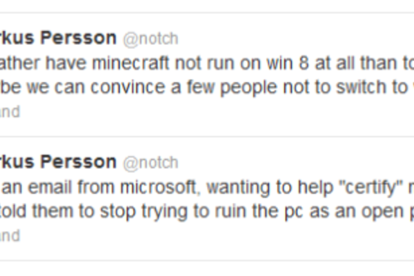 Cha đẻ Minecraft chê Windows 8
