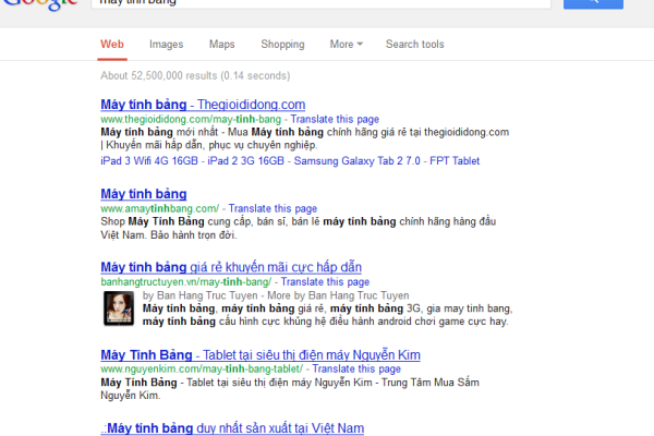 Google sửa đổi giao diện tìm kiếm