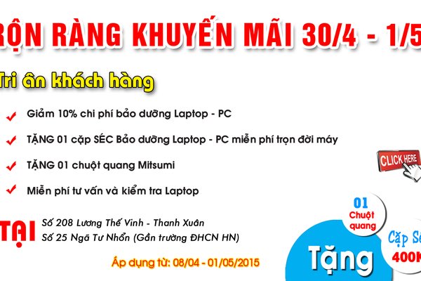 Tưng bừng khuyến mại chào mừng 30-4 và Quốc tế Lao Động 1-5