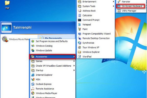 Cách Gọi Bàn Phím Ảo Trên Windows XP