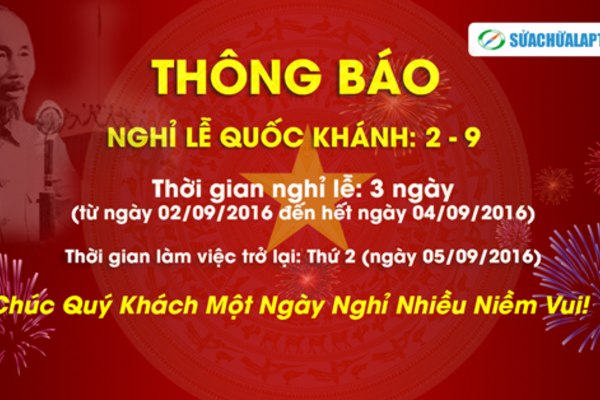 Thông báo lịch nghỉ lễ Quốc Khánh 02/09/2016