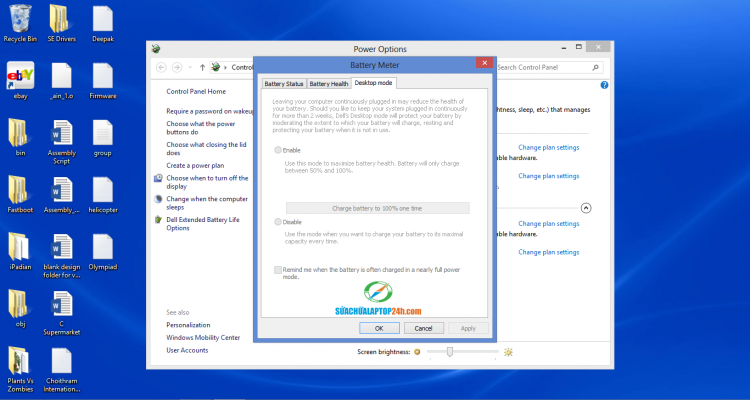 Sạc laptop không vào pin sau khi đã nhận 70%
