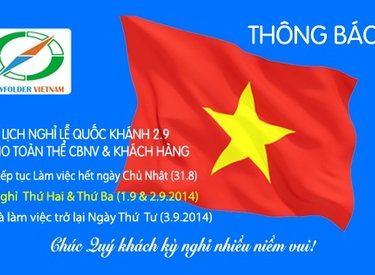 Thông báo Lịch nghỉ Lễ Quốc Khánh 2.9.2014
