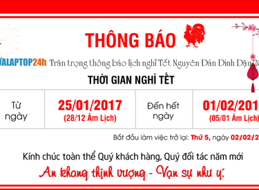 Thông báo lịch nghỉ Lễ Tết Âm Lịch 2017
