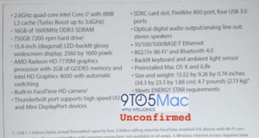 “Lộ” cấu hình chi tiết MacBook Pro thế hệ mới của Apple