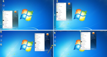 Di chuyển nút Start đến nhiều vị trí khác nhau trên thanh Taskbar  của Windows 7