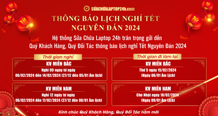 Thông báo lịch nghỉ Tết Giáp Thìn 2024