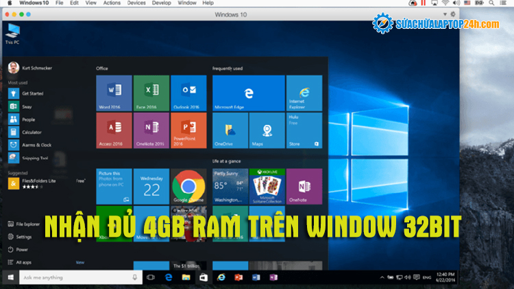 Nhận đủ 4GB Ram trên Windows 32bit