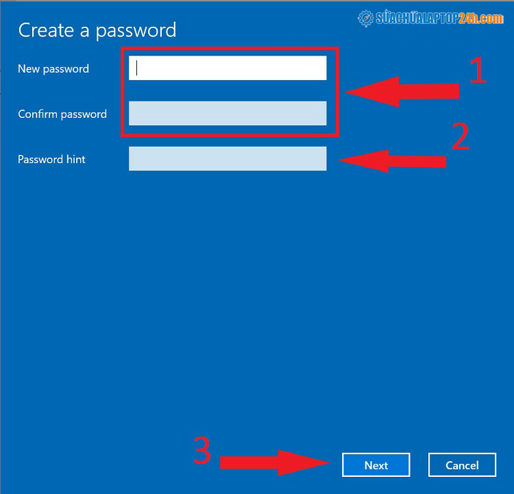 Bước 3 hướng dẫn cách đặt mật khẩu máy tính Windows 10.