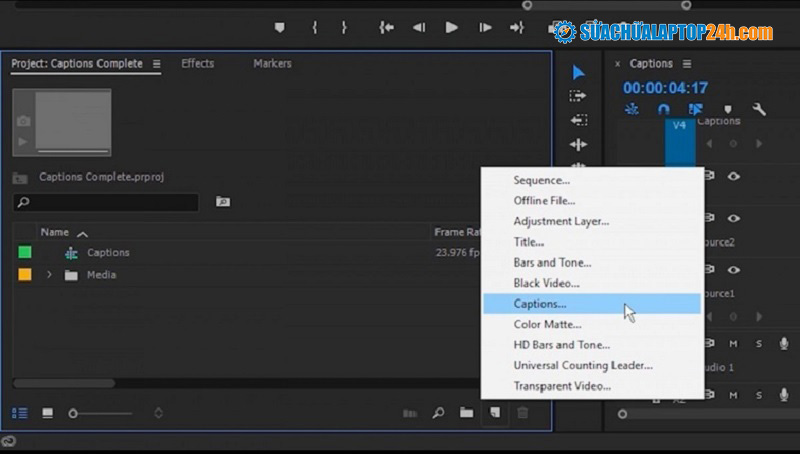 Bước 1: Hướng dẫn chèn sub vào video bằng Adobe Premiere.