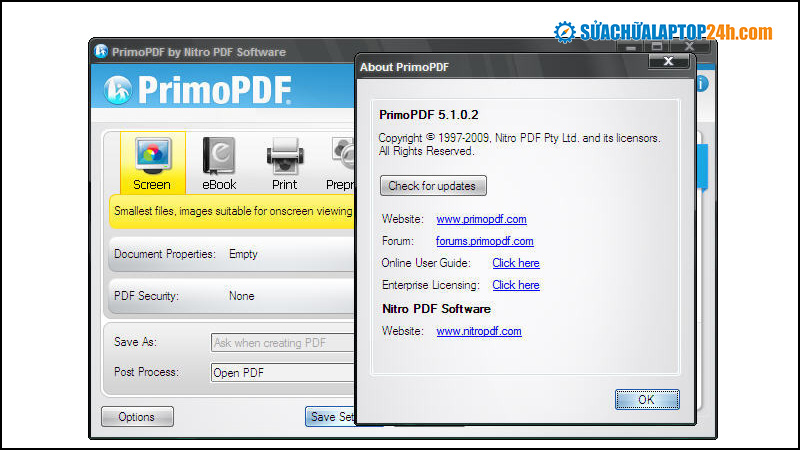 Phần mềm chuyển file Word sang PDF PrimoPDF.