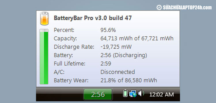 Phần mềm BatteryBar nhỏ gọn
