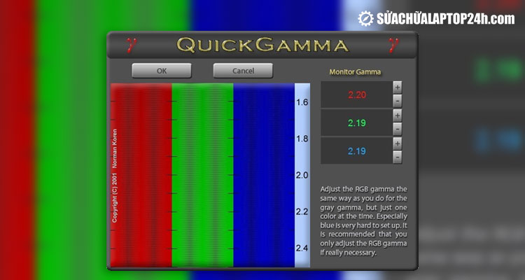 Giao diện phần mềm QuickGamma 4