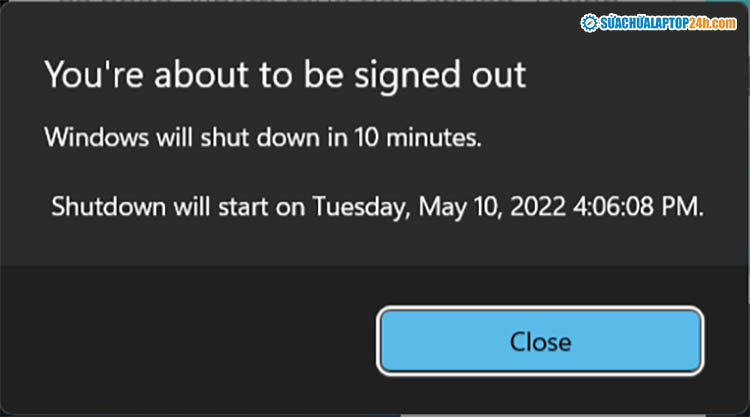 Thông báo hẹn giờ tắt thành công