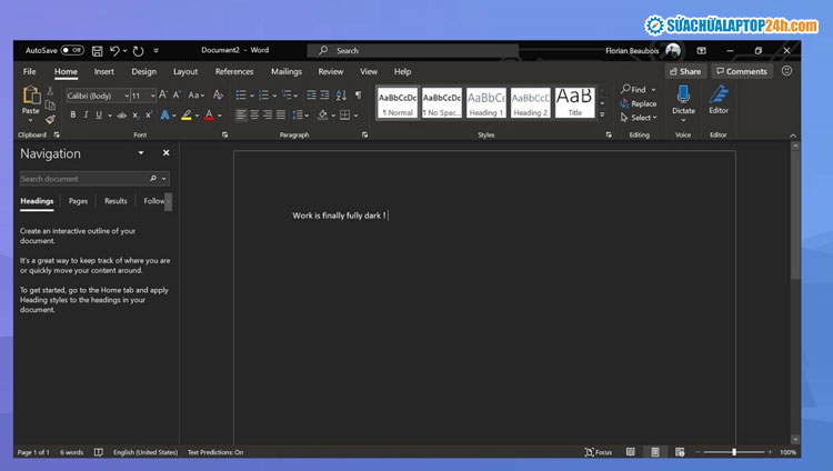 Chế độ Dark Mode trong Microsoft Word