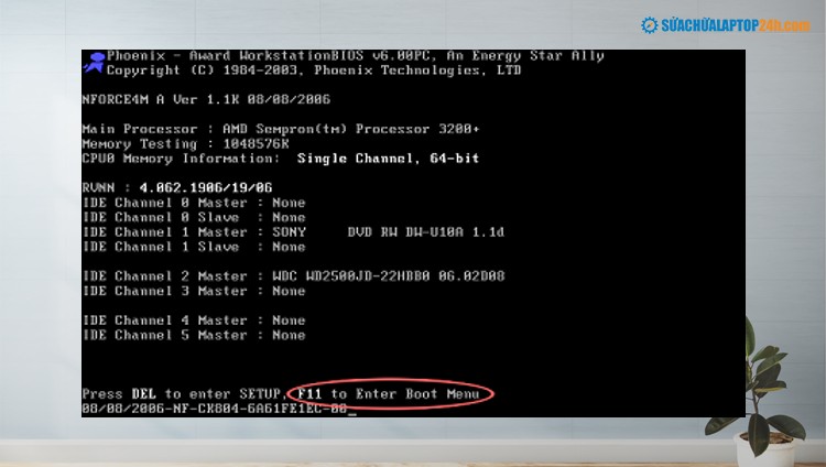 Di chuyển tới giao diện BIOS