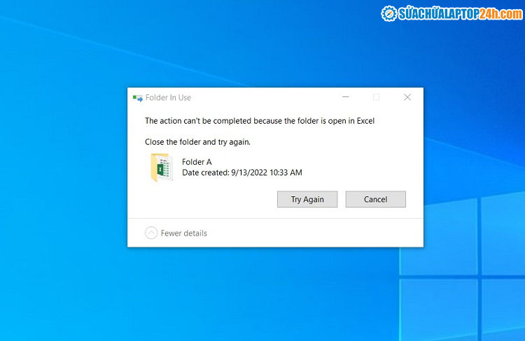 Thông báo File không xóa được trên Windows