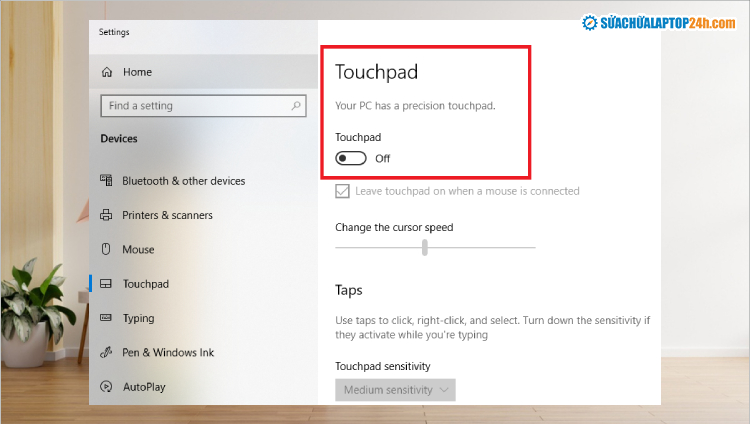 Nhấn phím cách để mở touchpad trên laptop Asus