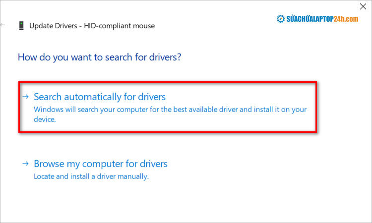 Nhấn Search automatically for updated driver software