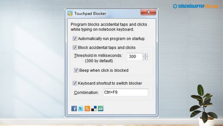 Giao diện phần mềm Touchpad Blocker