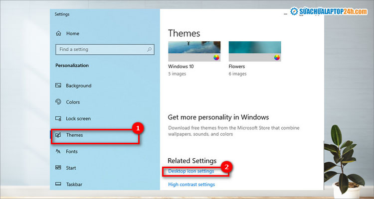 Click chọn mục Desktop icon Settings