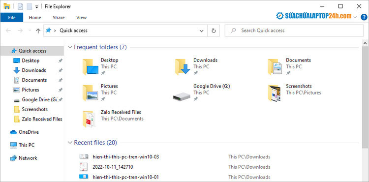 Mở Files Explorer