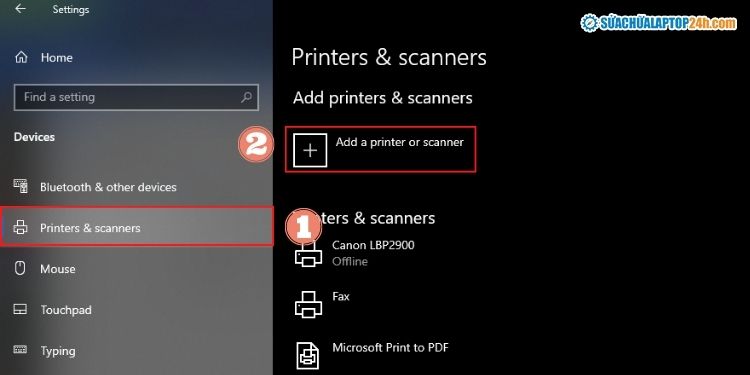Chọn Add Printer or Scanner