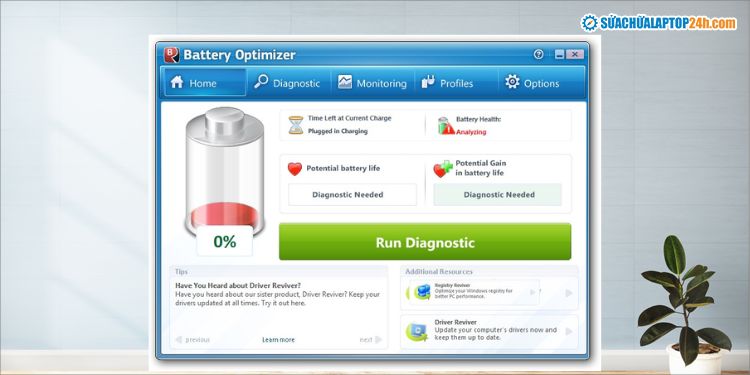 Giao diện phần mềm Battery Optimizer