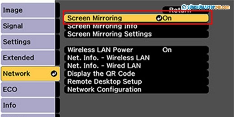 Bật tính năng Screen Mirroring