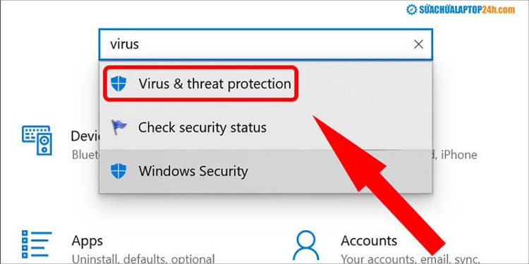 Chọn mục Virus & threat protection để kiểm tra