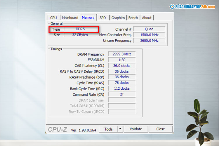 Kết quả kiểm tra DDR4 hay DDR5 bằng CPU-Z