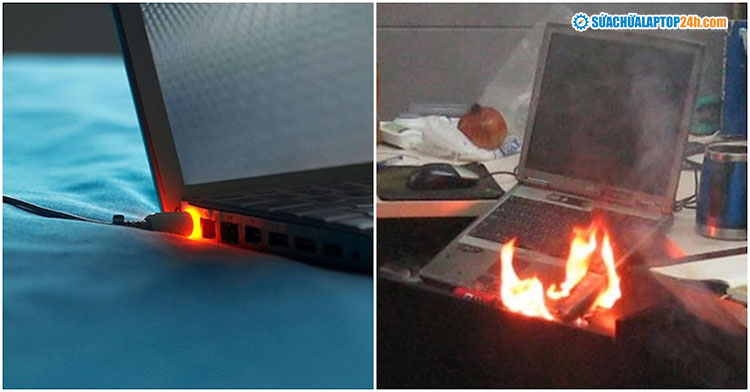 Sạc laptop trên nệm trong thời gian dài có thể gây cháy nổ