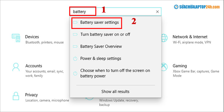 Chọn Battery saver settings như hình