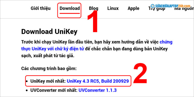 Chọn phiên bản Unikey phù hợp với hệ điều hành laptop