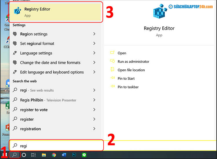 Chọn Registry Editor