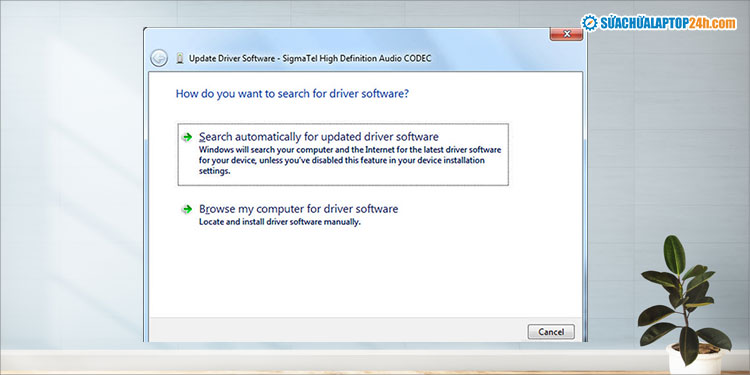 Chọn Search automatically for updated driver software