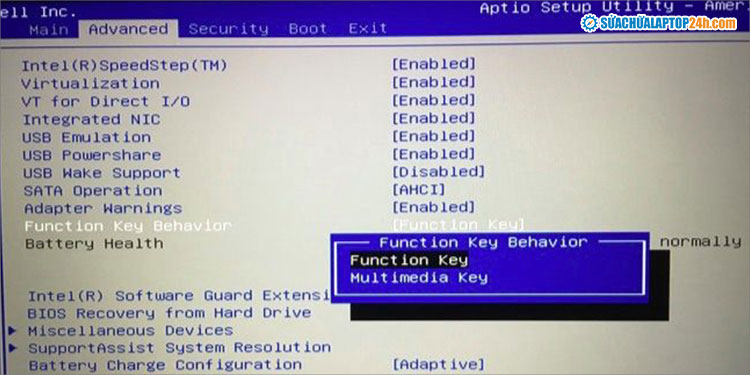 Chọn Multimedia Key để tắt phím Fn trên laptop