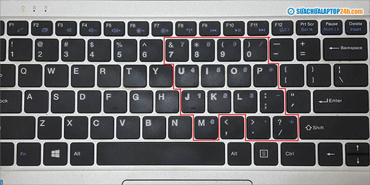 Dãy phím chữ mang ý nghĩa số khi bật Numlock trên laptop