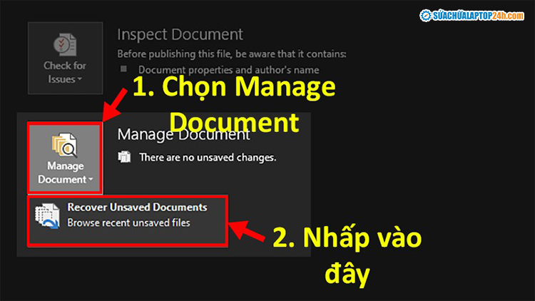 Chọn Manage Document (Quản lý tài liệu)