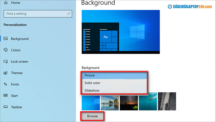 Windows chia ra 3 kiểu hình nền 