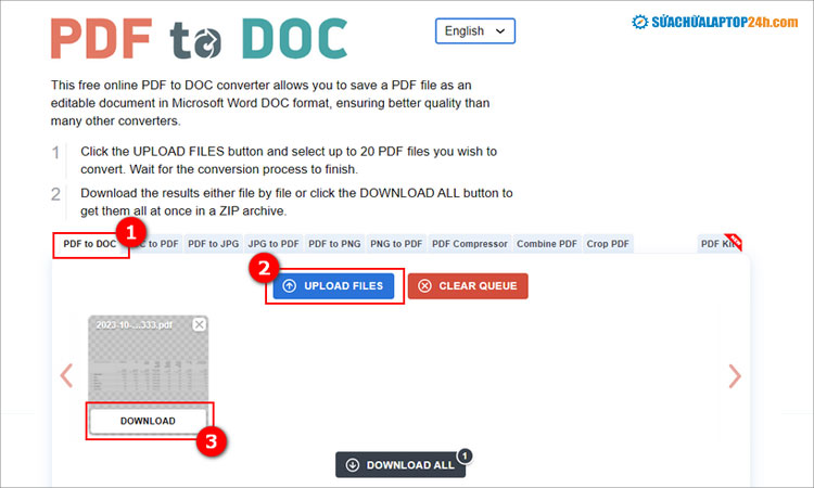 Chuyển file PDF sang Word bằng PDF2DOC