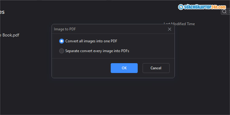 Chọn Convert all images one PDF