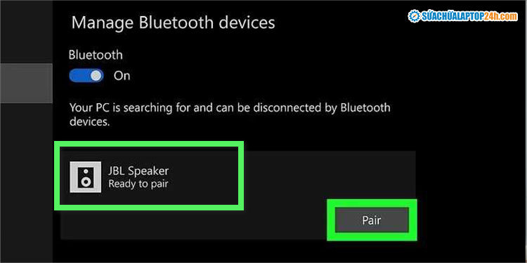 Nhấn Pair để kết nối thiết bị Bluetooth với laptop