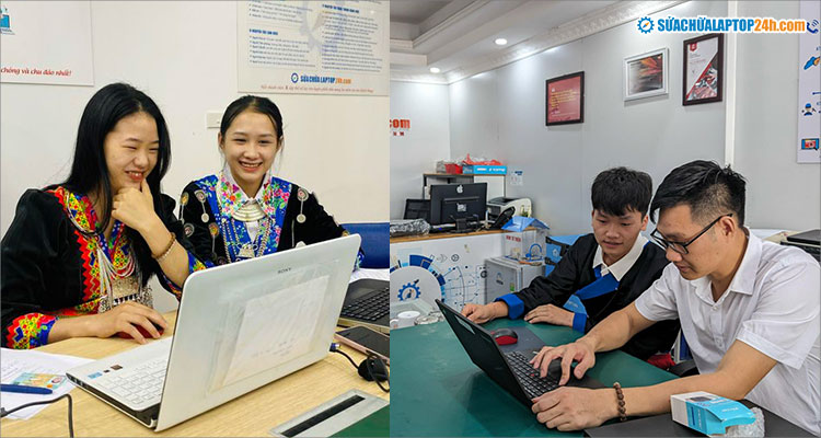 Nụ cười rạng rỡ của các chàng trai, cô gái khi được nhận laptop tại Sửa chữa Laptop 24h