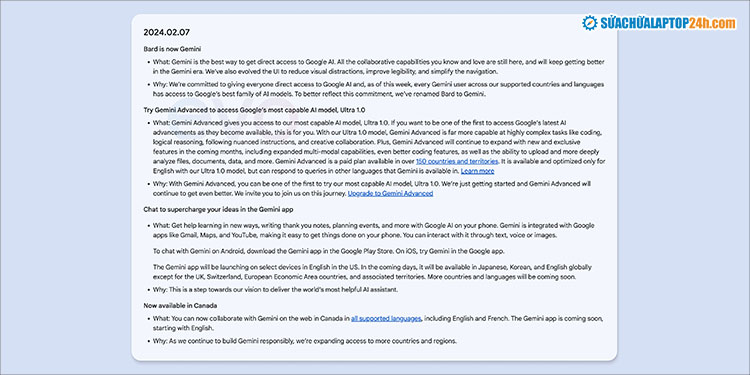 Dễ dàng tương tác với Gemini qua văn bản, giọng nói hoặc hình ảnh