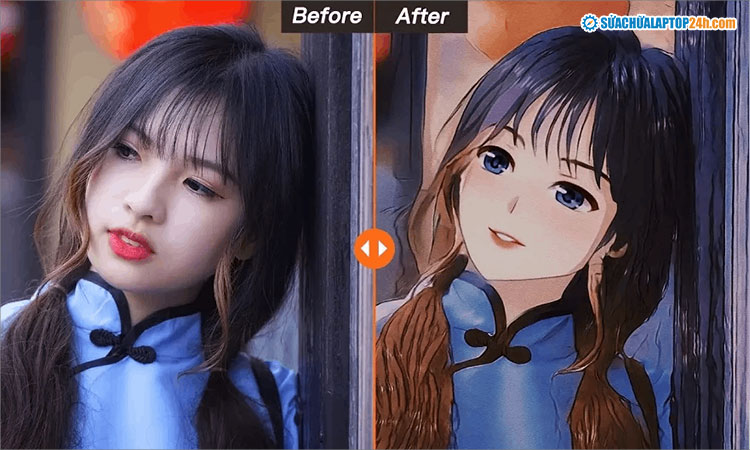 Kết quả khi tạo ảnh anime bằng app AI Anime Filter