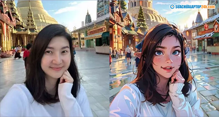 Kết quả tạo ảnh anime bằng AI trên ứng dụng Loopsie 