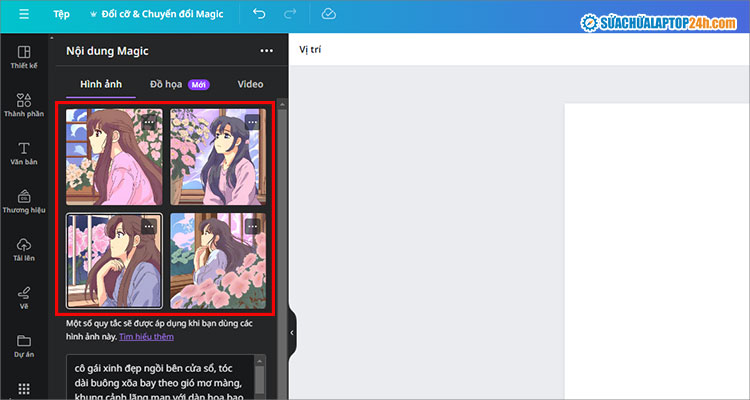 Kết quả tạo ảnh bằng AI miễn phí theo phong cách anime trên Canva