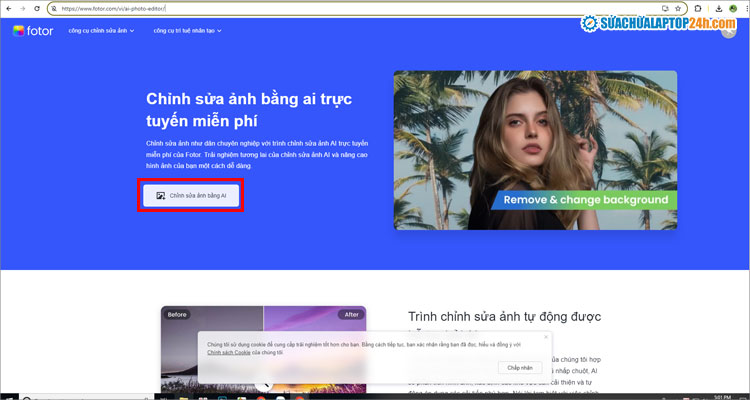 Chọn Chỉnh sửa ảnh bằng AI