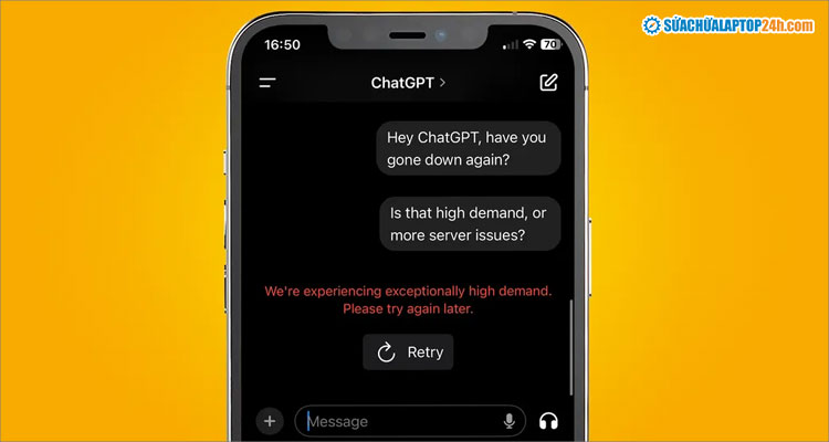 Thông báo lỗi trên ứng dụng ChatGPT vào ngày 4/6